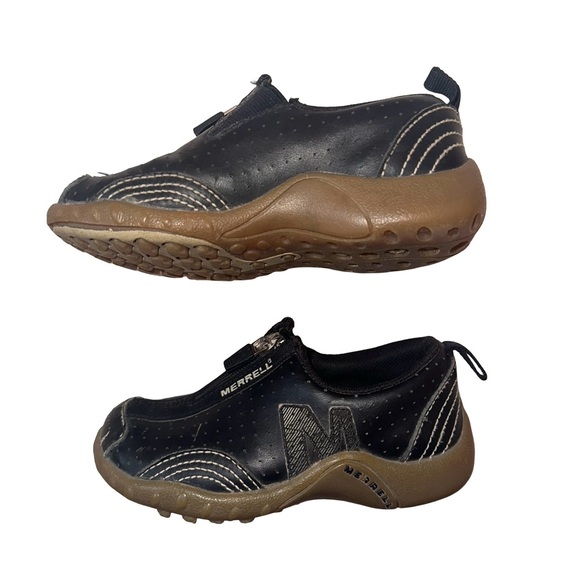 Merrell Barrado Black Brown Leather Slip On Zip Up Walking Hiking Shoes Size 9 - Picture 2 of 8